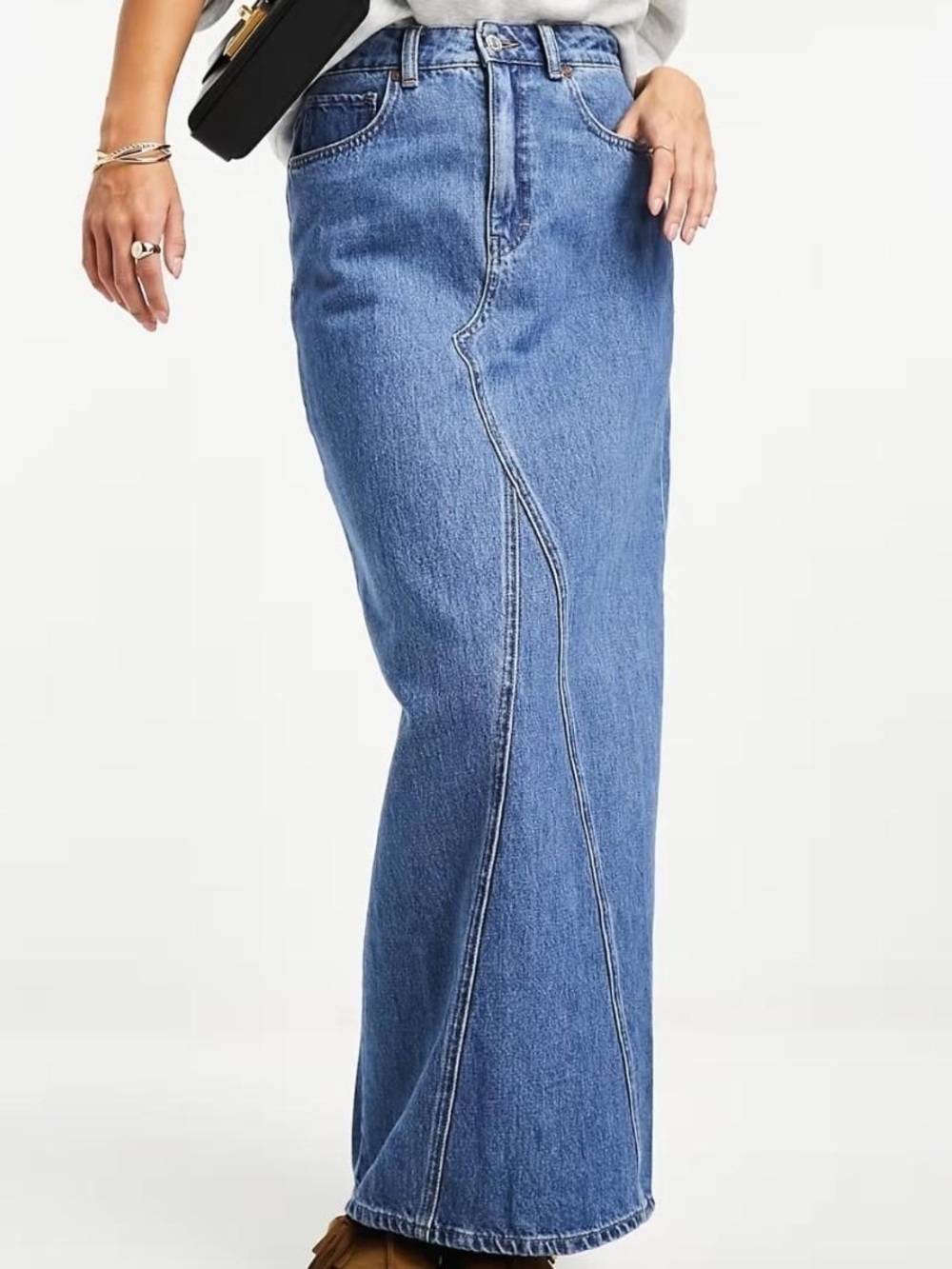 MANGO Denim Maxi Skirt